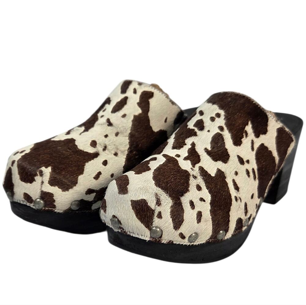 Matisse HOLLY Calf Hair Cow Print Clogs Size 8
